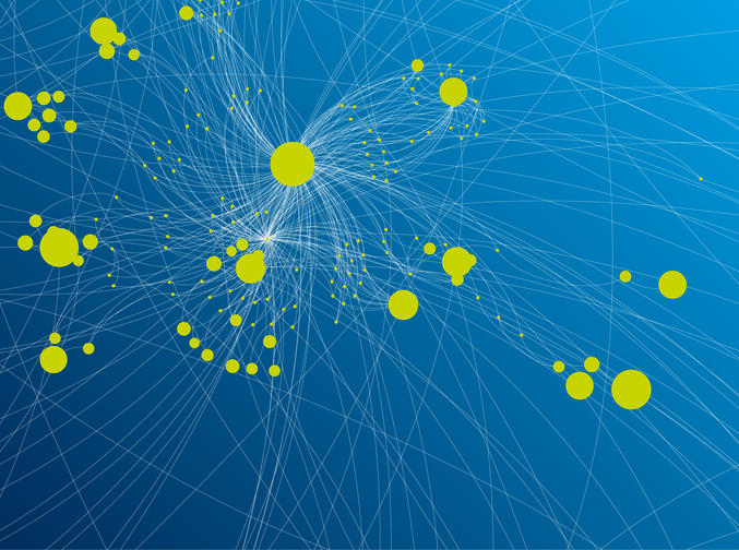 Imagen abstracta con muchos puntos interconectados