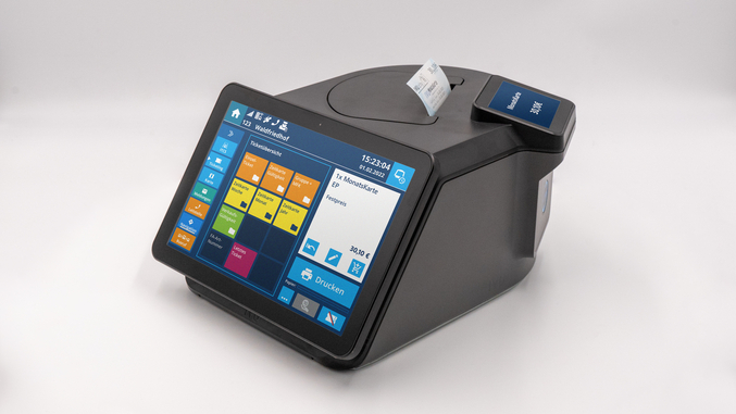 Imagen de la quinta generación del IVU.ticket.box desde arriba en diagonal.